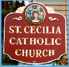 carved sign st. cecilia church