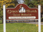 carved sign grace united methodist church